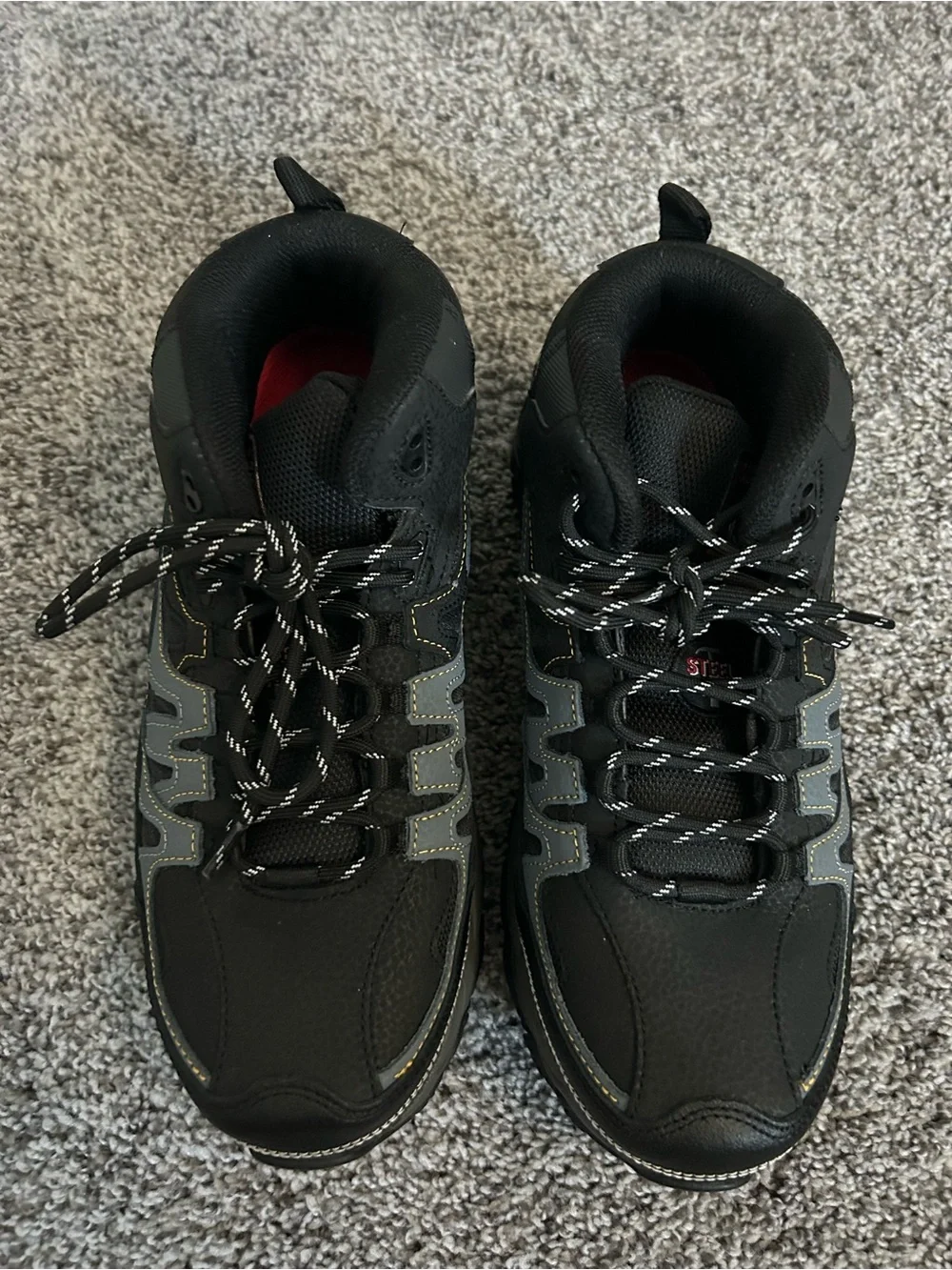 Skechers Men's Black & Gray Lace-Up Steel Toe Boots